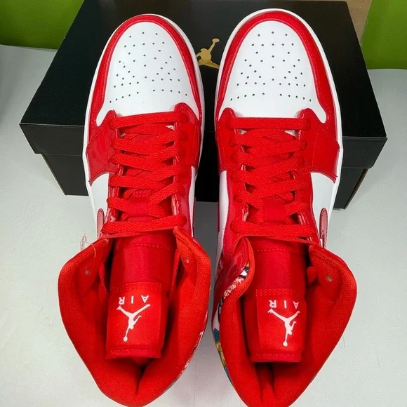 Air Jordan 1 Mid SE Mens Size 10 Basketball Sneakers Chili Red Shoes - Picture 8 of 12